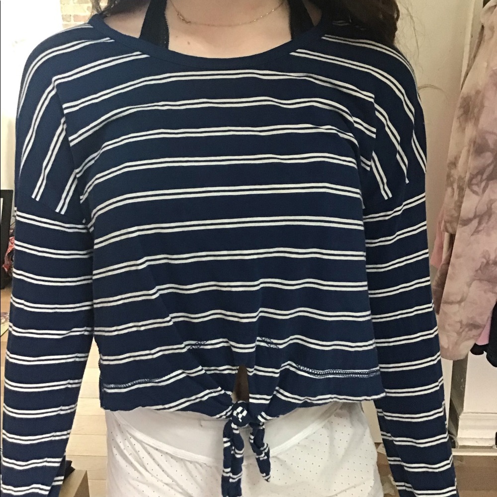 Navy and white striped long sleeve